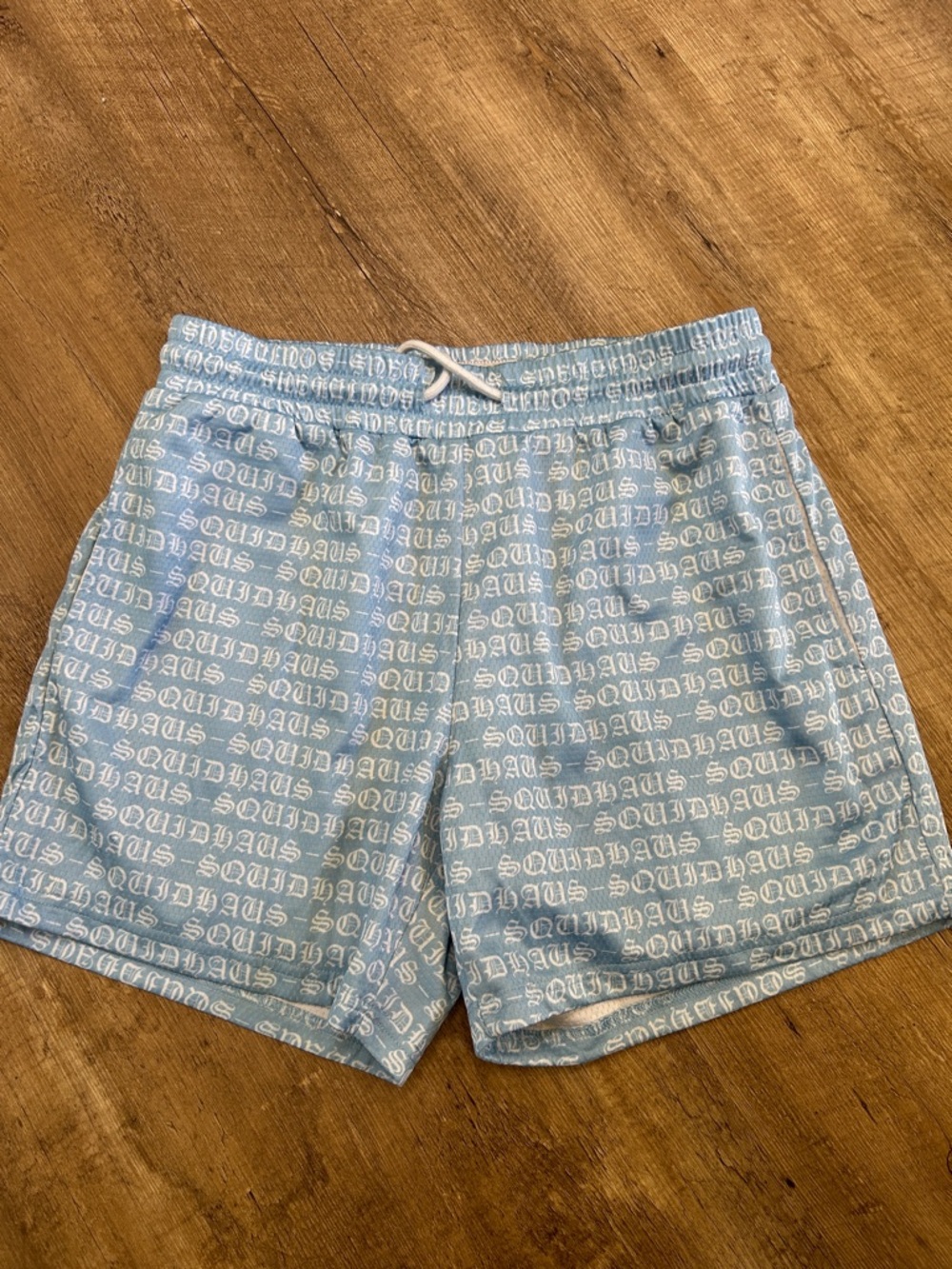 Light Blue Allover Logo Men's Shorts